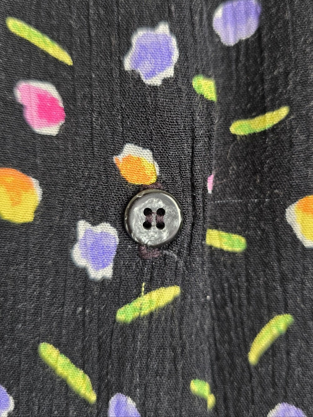 🌈90's Confetti Bright Abstract Floral Polka Dots Button Up Vintage Top🌈 - Picture 4 of 8